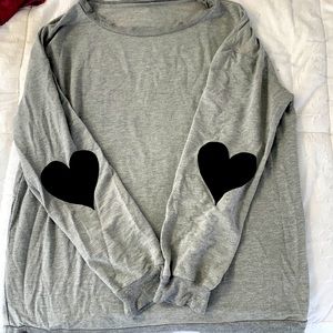 Heart elbow patch long sleep medium-thickness shirt!
